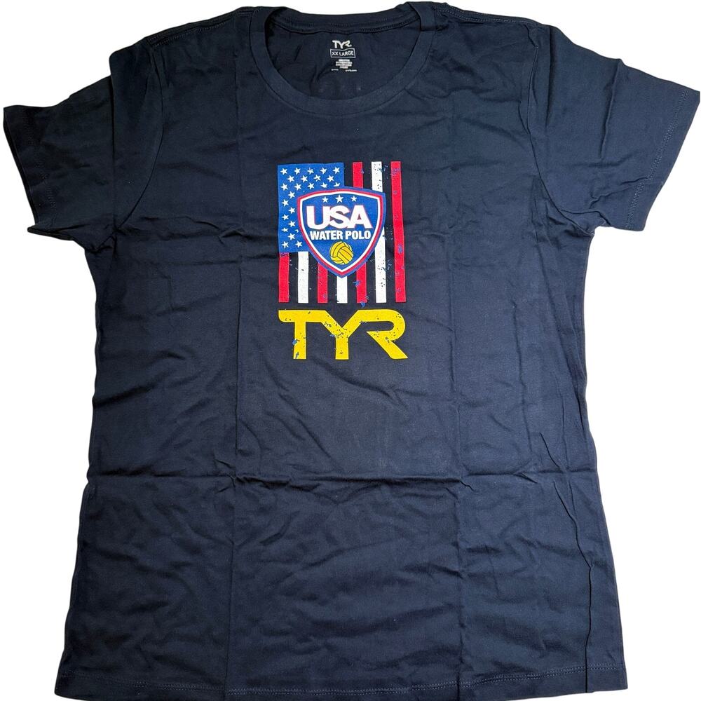 TYR Womens USA Water Polo WP Group Tee SS Tshirt - Navy WWPET3A - Size XXL